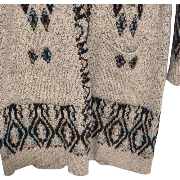 Anthropologie Beige Patterned Cardigan with Faux Fur Collar - Picture 6 of 14